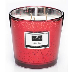 Festive Spice Luxury 3 wick Candle Red Glass