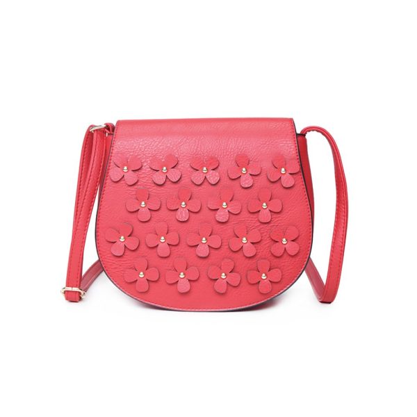 Red Floral Satchel Handbag