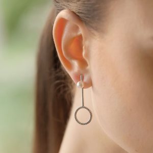 Drop Earrings with Clear and Pearl Stone Settings