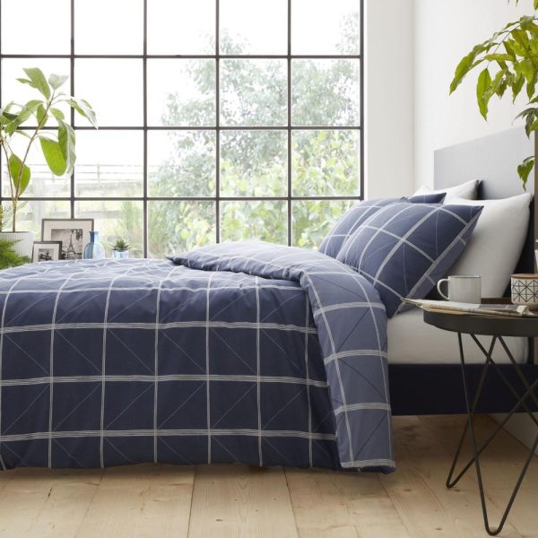 Geometruc Grid Blue Duvet Set