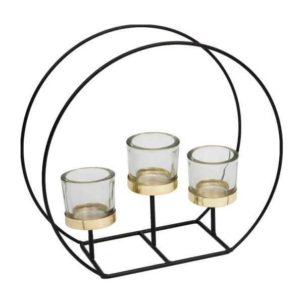 3 Glass Tealight Holder on Round Stand