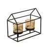 Matt Black Geometric Double Tealight Holder