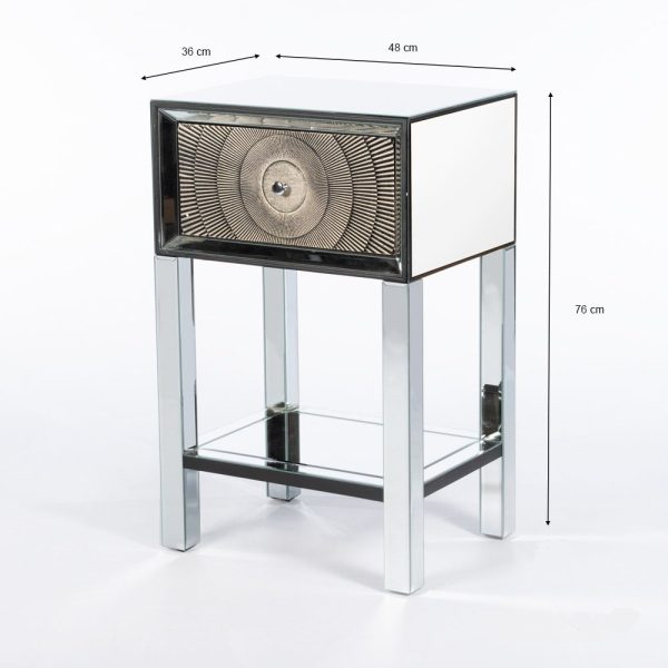 Wexler 1 Drawer Mirrored Side Table