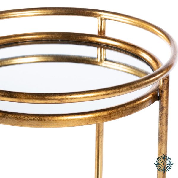 Amelia Side Table Mirrored With Shelf Gold