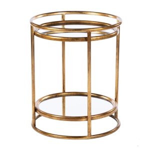 Amelia Side Table Mirrored With Shelf Gold