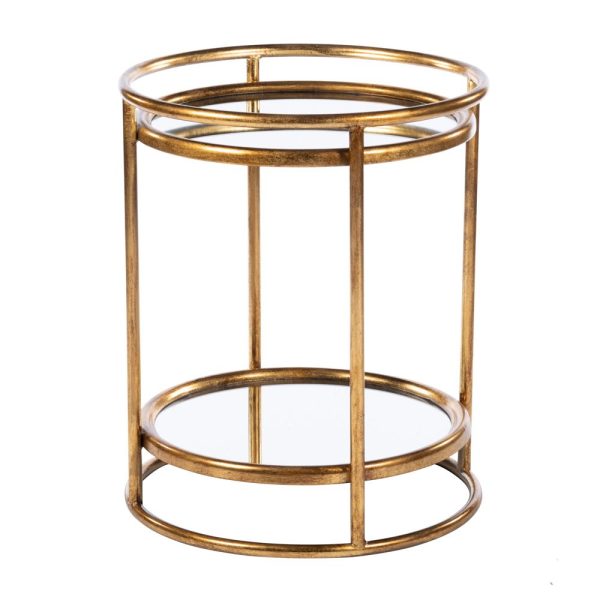 Amelia Side Table Mirrored With Shelf Gold