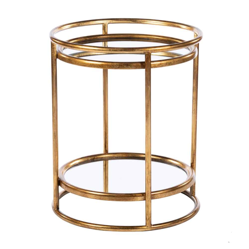 Amelia Side Table Mirrored With Shelf Gold
