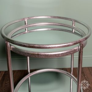 Amelia Side Table Mirrored With Shelf Silver