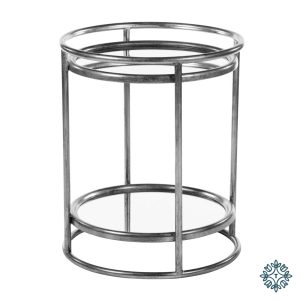 Amelia Side Table Mirrored With Shelf Silver