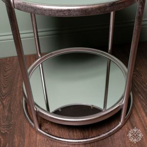 Amelia Side Table Mirrored With Shelf Silver