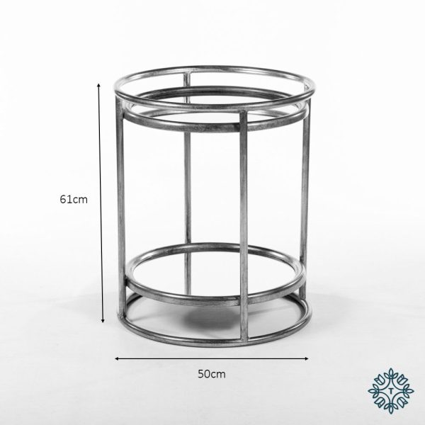 Amelia Side Table Mirrored With Shelf Silver