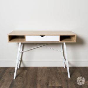 Console Desk Oak With White Frame