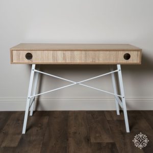 Console Desk Oak With White Frame