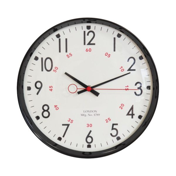 30cm Metal Case Kitchen Clock Black
