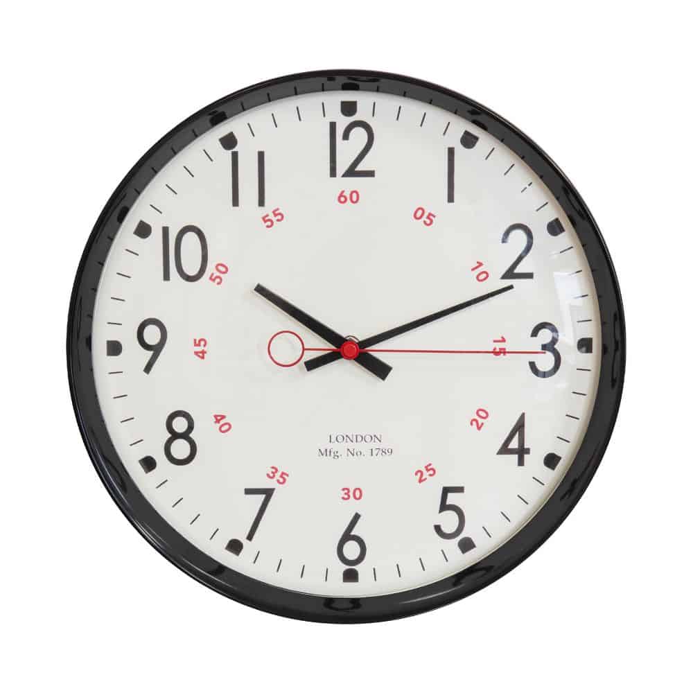 30cm Metal Case Kitchen Clock Black