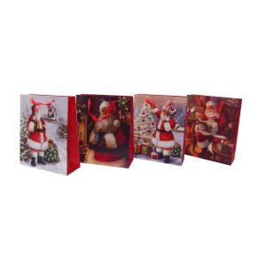Gift Bag Santa Claus Med 4 Assorted Designs
