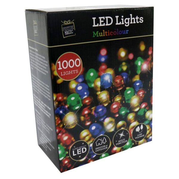1000 Muti Colour LED Lights Plugged 50m Lit Length