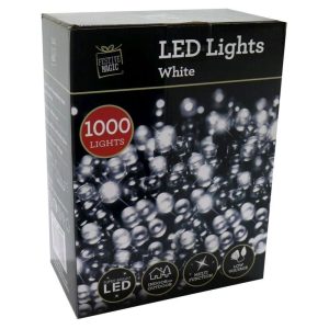 1000 White LED Lights Plugged 50m Lit Length