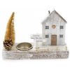 White Wooden Xmas House with Tlite Holder
