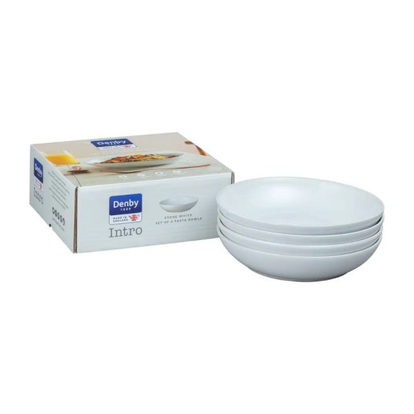 Denby Intro Stone White 4 Piece Pasta Bowl Set