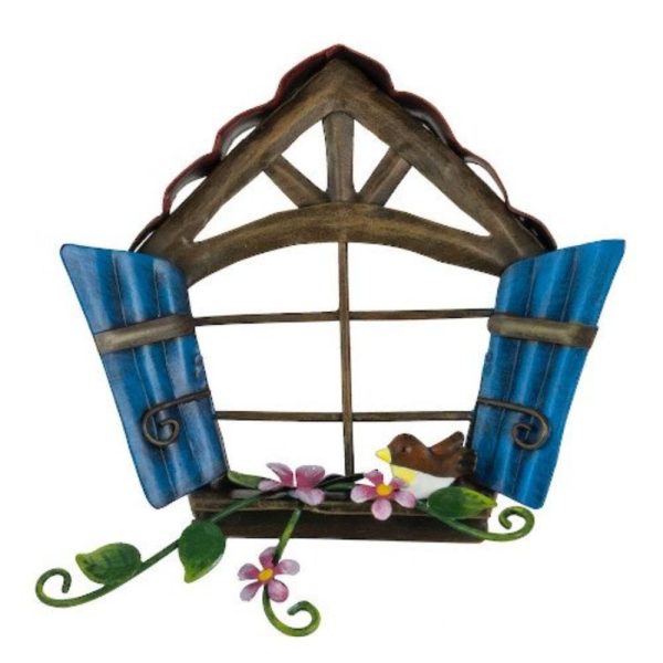 Pixie Window - Blue Wooden Shutters