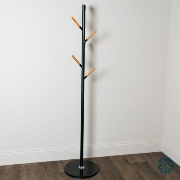 Contemporary Black Hat & Coat Stand - Marble Base