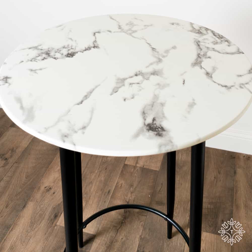 White end table with glass deals top