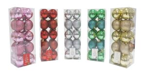 Pack of 20 60mm Baubles Assorted Pack Colours
