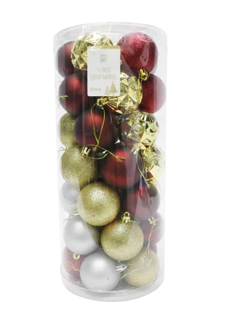 35 Pack Luxury Festive Mix 60mm Baubles
