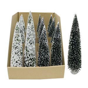 Snow Flocked Tip Deco Tree 14cm 2 Assorted Designs
