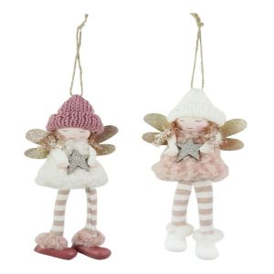 Hanging Fairy Woolly Decoration 6x20cm 2 Assorted