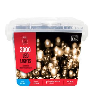2000 LED Lights Warm White on Timer 15W L100m