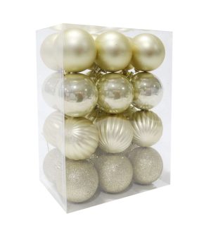 24 Pack 60mm Champagne Baubles