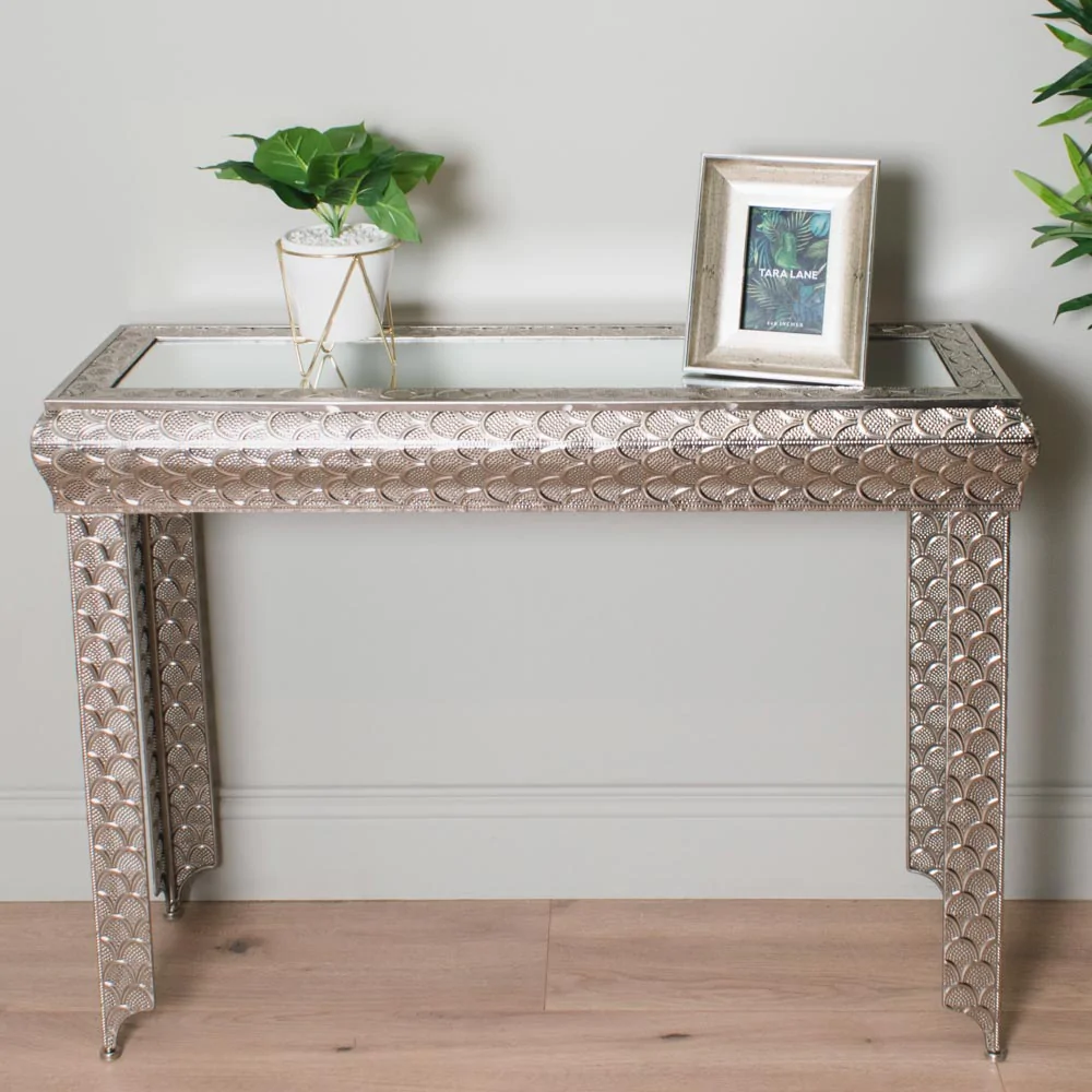 Silver and sales white console table