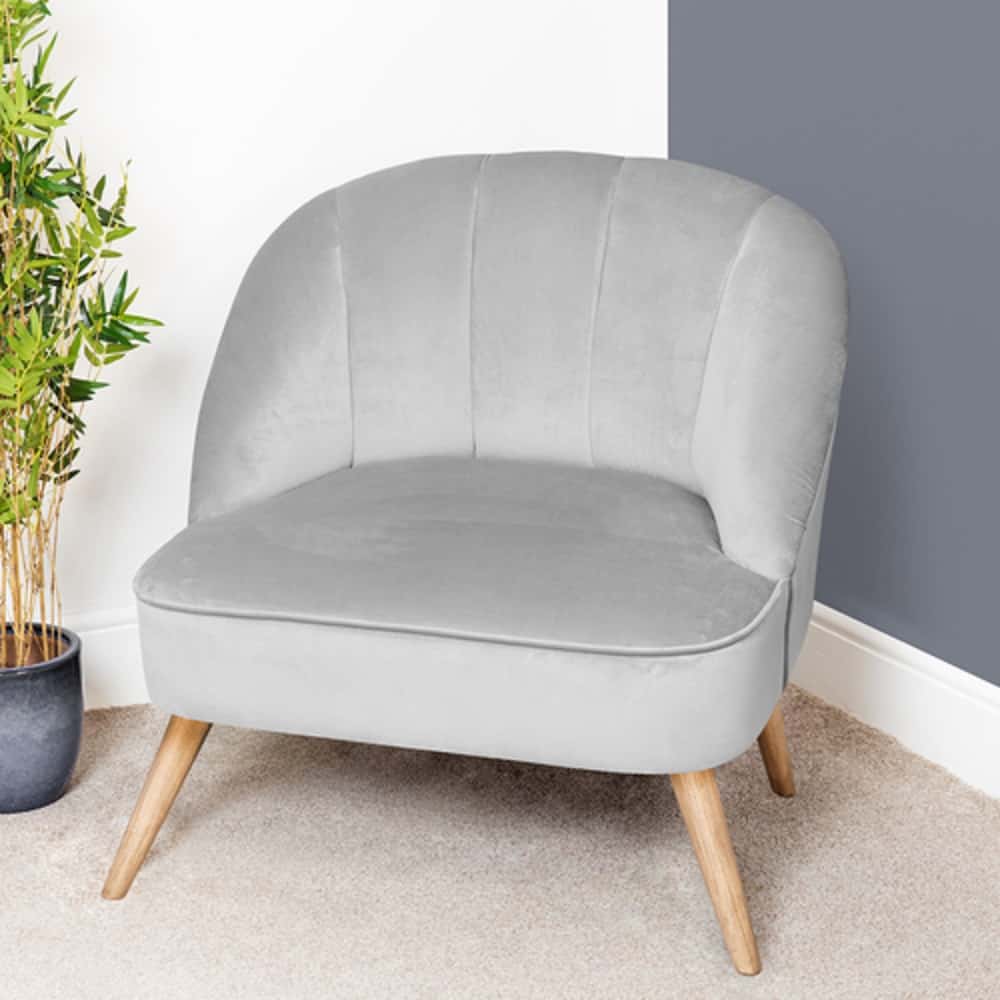 Light Grey Velvet Cocktail Chair 780x720x650mm Allens
