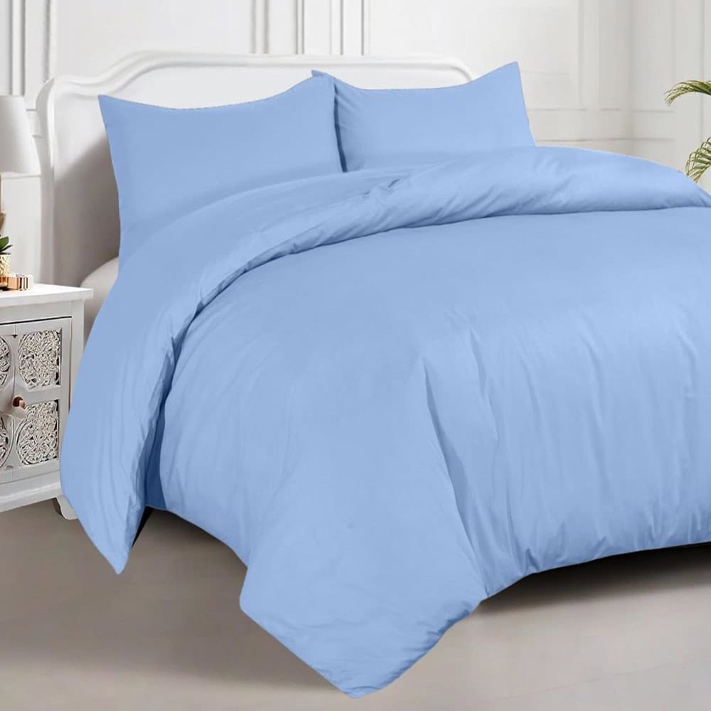 king percale blue duvet set