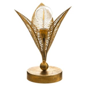 Leaf LED Lamp H25cm Gold Metal Battery