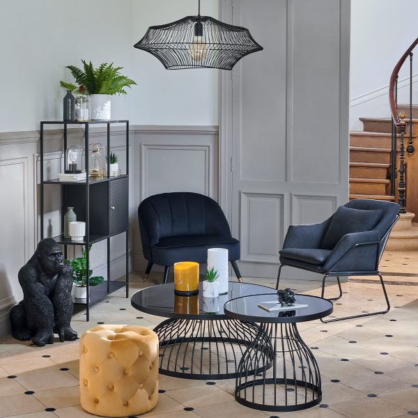 naova black velvet occasional chair h71 w78 d72cm