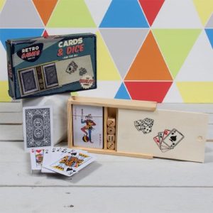 retro poker game in wooden box 17x11x3cm
