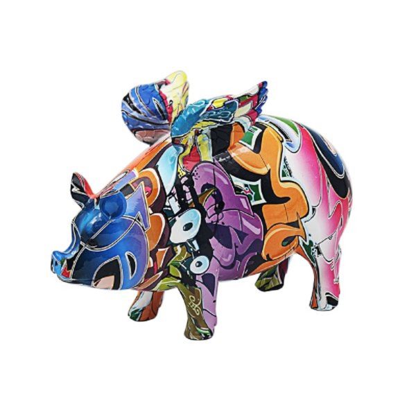 graffiti flying pig 22x19x16cm
