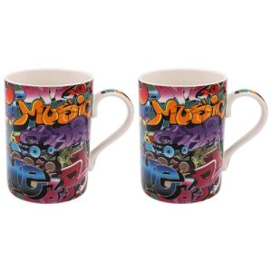 graffiti mugs set of 2 in gift box