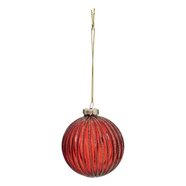 set of 3 glass baubles red 8cm