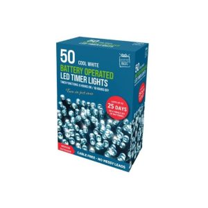 led lights 50 battery operated timer white