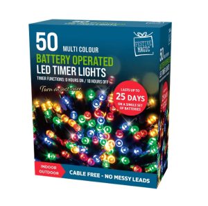 50 timer multicoloured led lights battery 3xaa
