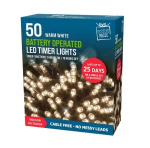 battery 50 timer warm white led lights 3xaa