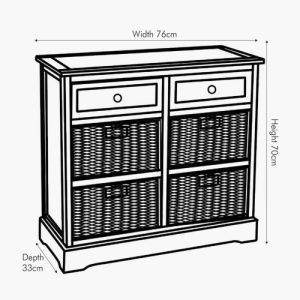 devonshire 2 drawer 4 basket grey unit