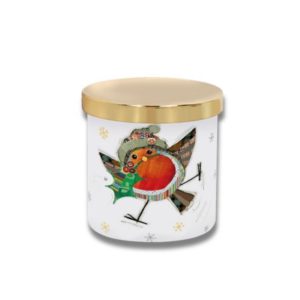 xmas bug art robin candle 9x9x10cm