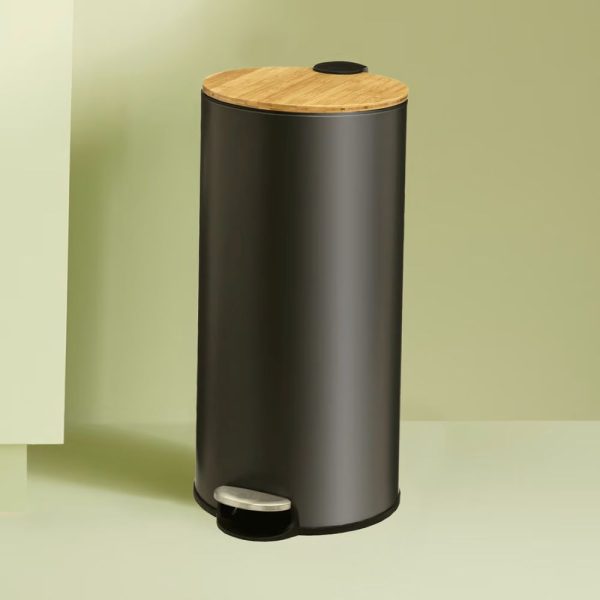 round black metal 30l pedal bin