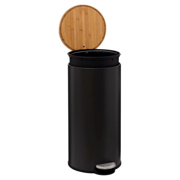 round black metal 30l pedal bin