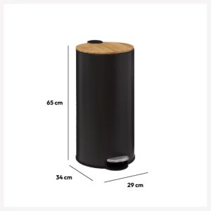round black metal 30l pedal bin